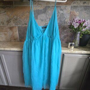 Shein Curve 3 XL Teal Blue Flowy Spaghetti Strap Dress